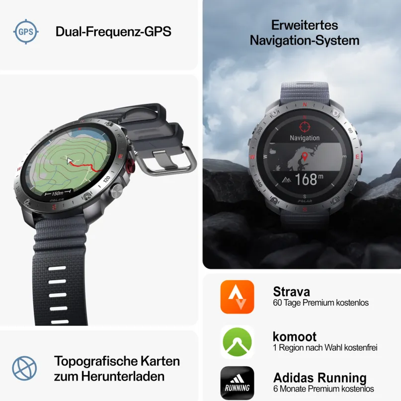 Grit X2 Pro Outdoor Multisport Smartwatch grau