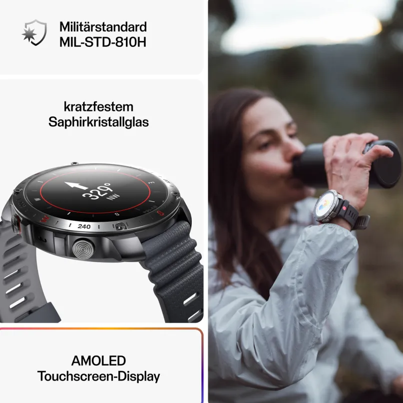 Grit X2 Pro Outdoor Multisport Smartwatch grau